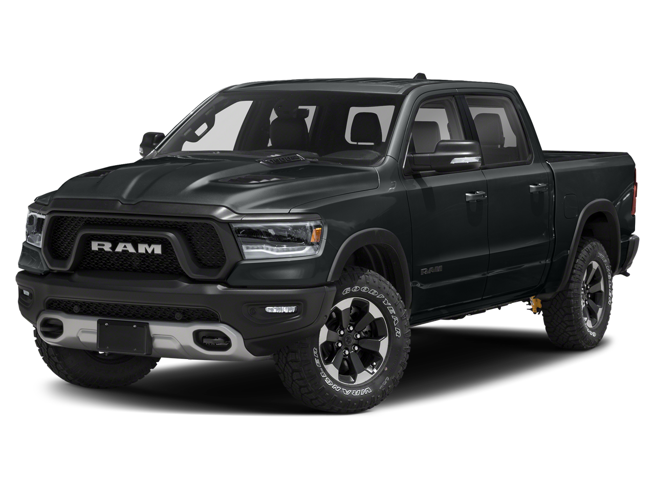 2019 RAM 1500 Big Horn/Lone Star Crew Cab 4x4 5'7' Box in Maximum Steel Metallic Clearcoat — front three-quarter view