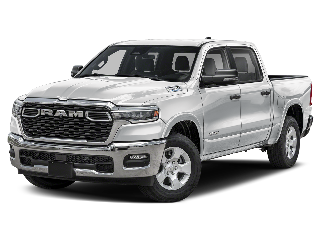 2026 RAM 1500 Big Horn Crew Cab 4x4 5'7' Box in Bright White Clearcoat — front three-quarter view