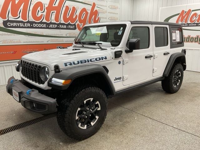2025 Jeep Wrangler 4xe Rubicon 4xe in Bright White Clearcoat — front three-quarter view