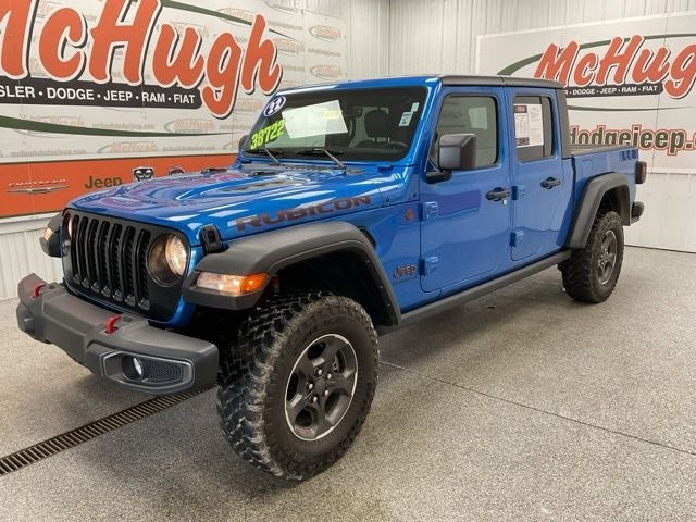 2022 Jeep Gladiator Rubicon 4x4 in Hydro Blue Pearlcoat — front three-quarter view