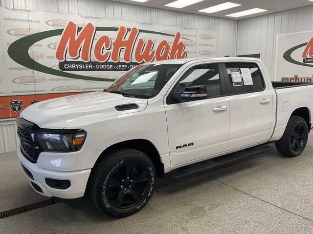 2022 RAM 1500 Big Horn Crew Cab 4x4 5'7' Box in Bright White Clearcoat — front three-quarter view