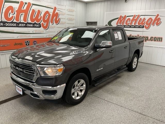 2024 RAM 1500 Laramie Crew Cab 4x4 5'7' Box in Granite Crystal Metallic Clearcoat — front three-quarter view
