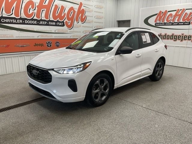 2023 Ford Escape ST-Line in Oxford White — front three-quarter view