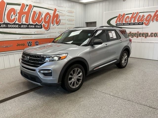 2021 Ford Explorer XLT in Silver Metallic — front three-quarter view
