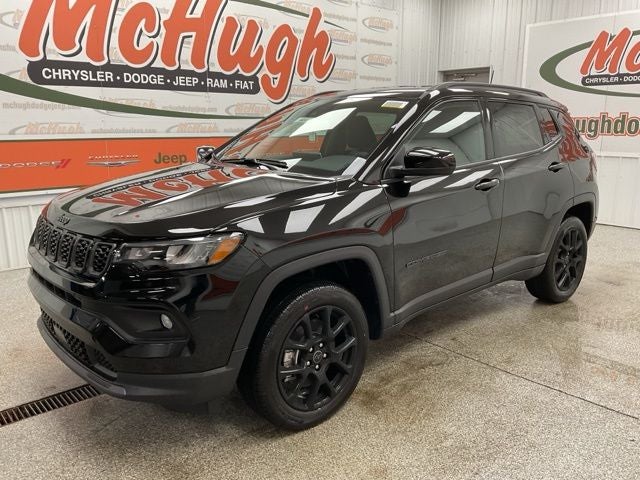 2026 Jeep Compass COMPASS LATITUDE ALTITUDE 4X4 in Diamond Black Crystal Pearl-Coat Exterior Paint — front three-quarter view