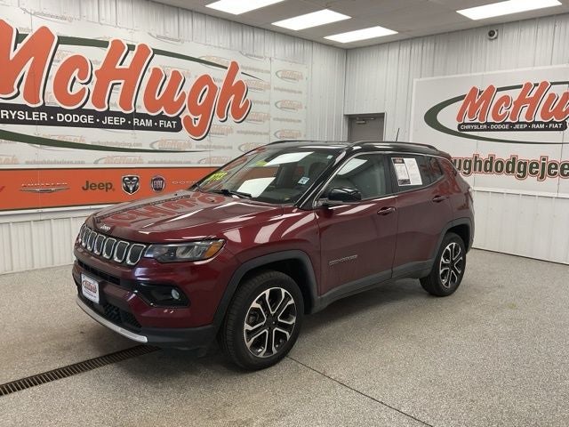 2022 Jeep Compass Limited 4x4 in Velvet Red Pearlcoat — front three-quarter view